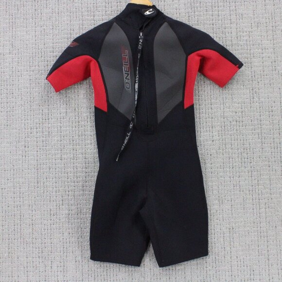 O'neill Wetsuit Kid Youth Sz 12 Black & Red Short Sleeve Swimming Beach neoprene